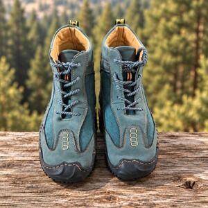 Salkin USA Teal Suede Outdoor Hiking Boots, Size 10